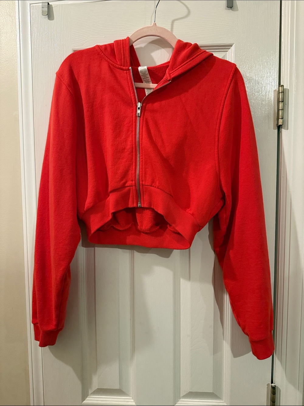 Alo Yoga Sweet Escape Cropped Zip Up Hoodie Red Orange